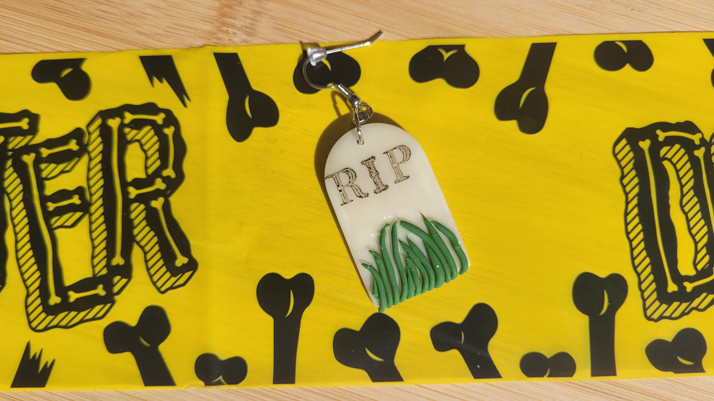 R.I.P Earrings- Grass Themed